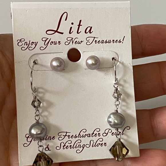LITA Artisan 925 Sterling Silver Pearl Earrings - Picture 3 of 12